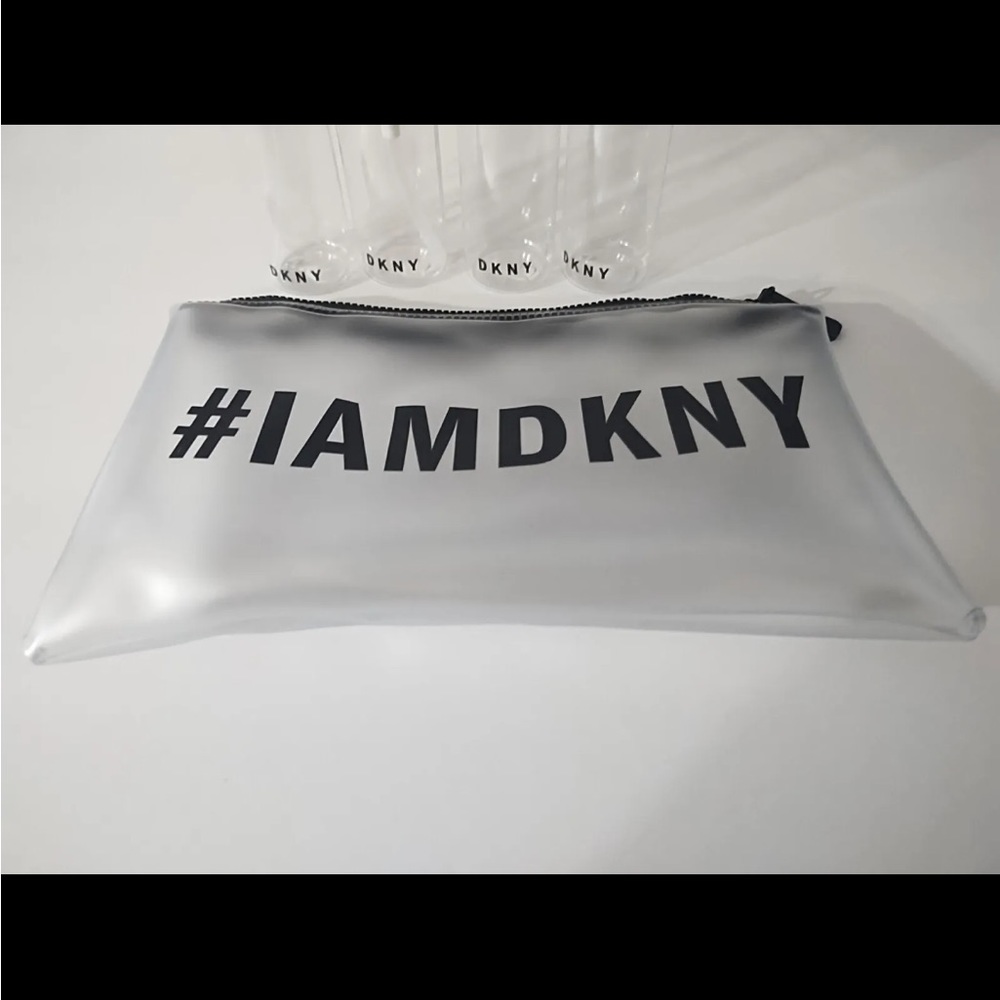 DKNY Silver Travel Toiletry Bag with Clear Bottles - Picture 3 of 3